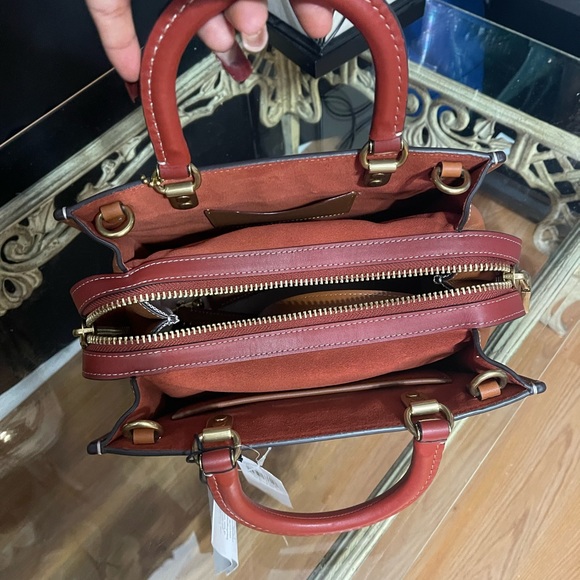 COACH Rogue 25 Cocoa Textile Jacquard Embroidered Elephant Motif Leather - Picture 9 of 11